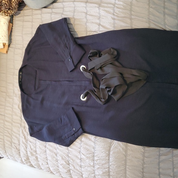 Zara Navy Long Sleeve Dress - Picture 8 of 9